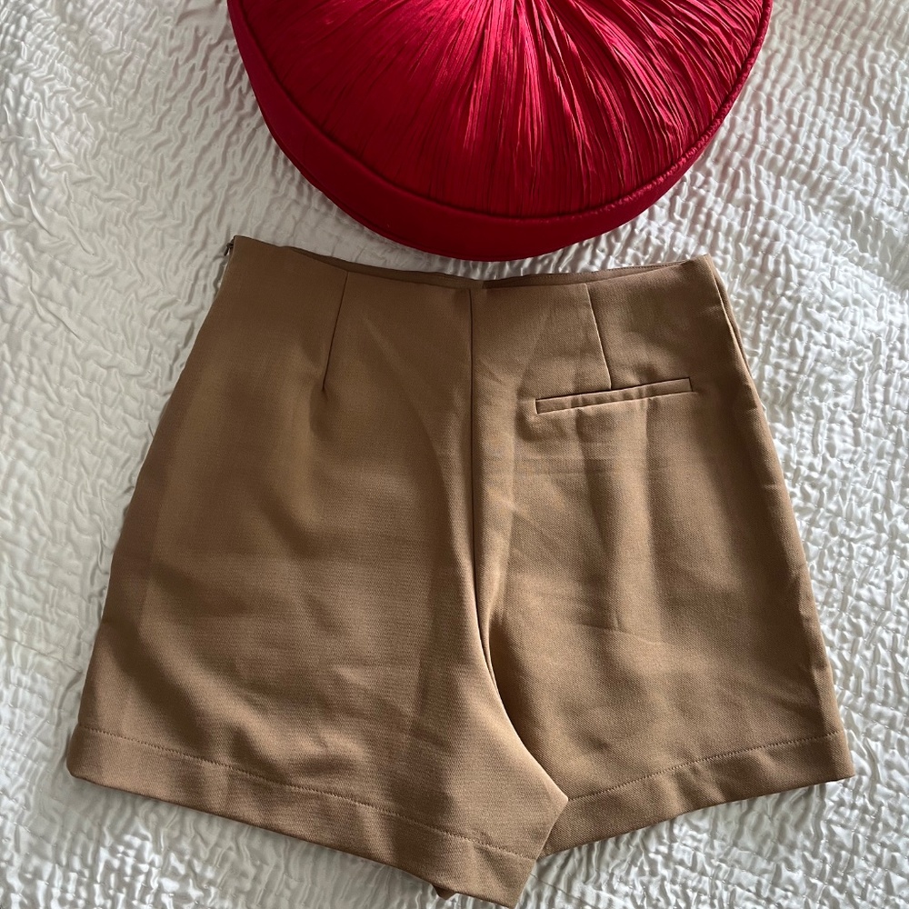 Cognac button front skort - Picture 4 of 5
